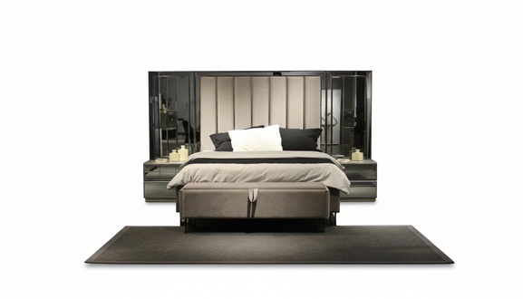 Bett 2x Nachttische Bank Design Schlafzimmer Set 4tlg Luxus MÃ¶bel Neu