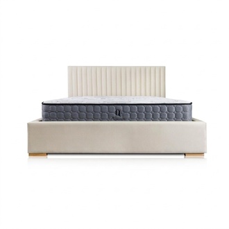 Bett WeiÃ Doppelbett Holz Modern Elegantes Bett Polster Stoff Schlafzimmer Neu