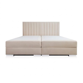 Bett Weiss Polster Stoff Design Luxus Holz Doppel Betten Schlafzimmer Modern Neu
