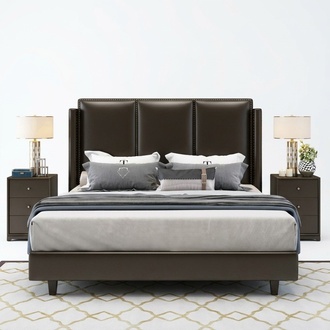 Modern Style Bett Doppelbett Schlafzimmer Leder Polster Textil Doppelbetten