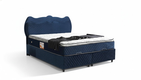 Bett Design Betten Luxus Blau Polster Schlafzimmer MÃ¶bel Luxus