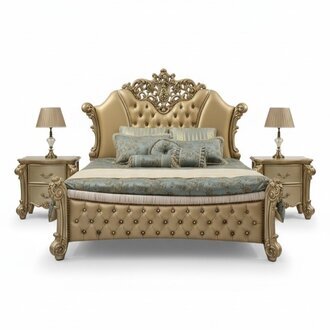 Bett Design Doppelbett Betten Luxus Klassiker Barock Chesterfield 184x214cm neu