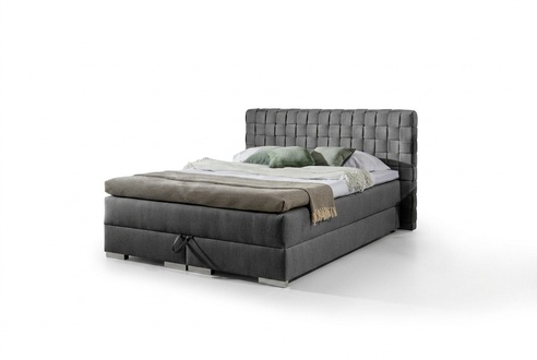 Bett Design Luxus Hotel Betten 200x200cm Boxspringbett Textil Grau