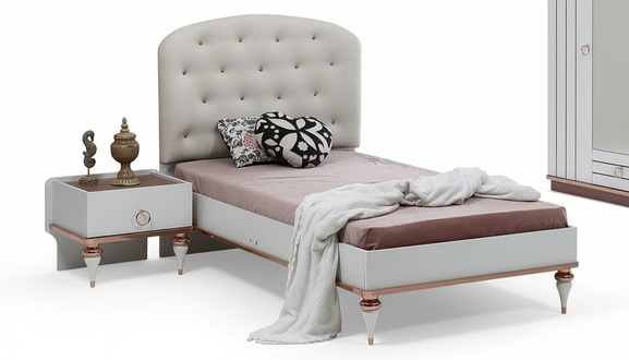 Bett Gepolstertes Kopfteil Nachttisch Modern Elegantes Design WeiÃ Kinderzimmer