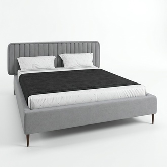 Bett Grau Doppelbett Schlafzimmer Holz MÃ¶bel Design Elegantes Polster Stoff Neu