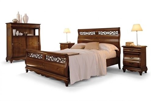 Bett Holz Doppelbett SchlafzimmermÃ¶bel Bett Massivholz Braun Italienische MÃ¶bel
