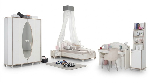 Bett Kleiderschrank Nachttisch Schreibtisch BÃ¼cherregal Jugendzimmer 5tlg Set