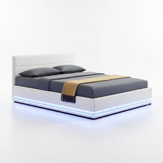 Bett LED-Licht Doppelbett 180 x 200 MÃ¶bel Einrichtung Schlafzimmer Design Neu
