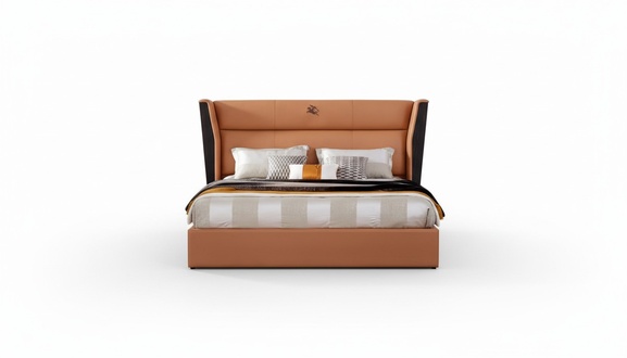 Bett Leder Orange Schlafzimmer Kreative Modern Design MÃ¶bel Holz Luxus Betten