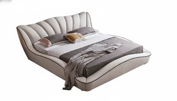 Bett Luxus 180x200 Grau Schlafzimmer Kunstleder MÃ¶bel Modern Design Neu
