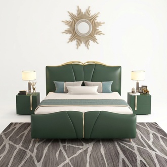 Bett Luxus MÃ¶bel Bettrahmen Holz Schlafzimmer Einrichtung Kunstleder Neu