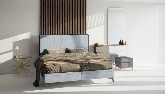 Bett Modern Doppelbett Designer Schlafzimmer Polster Stoff MÃ¶bel Betten