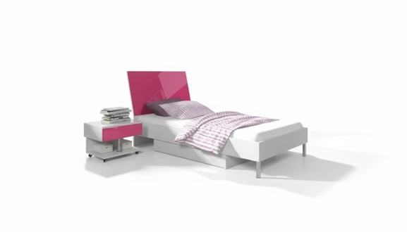 Bett + Nachttisch Kinderzimmer Schlafzimmer MÃ¶bel Betten 2tlg Set Rosa
