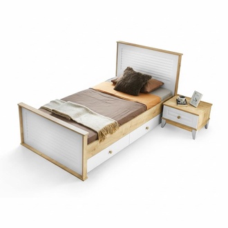 Bett + Nachttisch - Kinderzimmer Schlafzimmer MÃ¶bel Betten 2tlg. Set