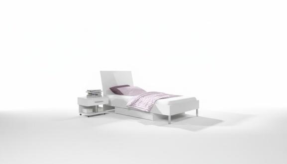 Bett + Nachttisch - Schlafzimmer Kinderzimmer MÃ¶bel Betten weiÃ 2tlg Set