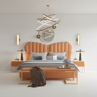 Bett Orange Doppelbett 180 x 200 MÃ¶bel Einrichtung Schlafzimmer Design Neu