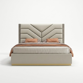 Bett Polster Design Luxus Holz Doppelbetten Ehe Schlafzimmer Leder