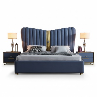 Bett Polster Design Luxus Holz Doppelbetten Schlafzimmer Hotel MÃ¶bel Neu