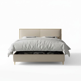 Bett Polster Design Luxus Doppel Betten Beige180x200cm Schlaf Zimmer Leder Hotel