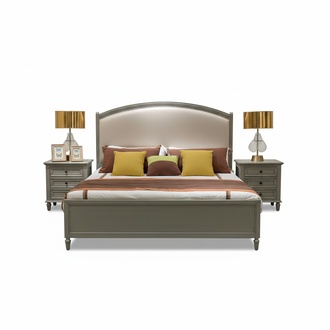 Bett Polster MÃ¶bel Design Betten Doppelbett Luxus Schlafzimmer Holz Textil grau
