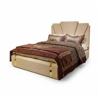Bett Polsterbett Doppelbett Ehebett Betten Hotel Schlafzimmer Beige