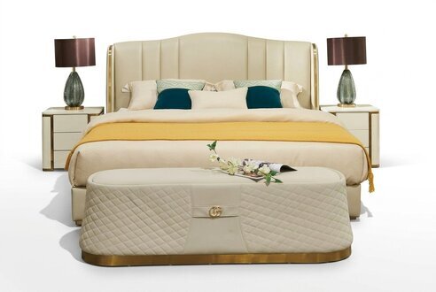 Bett Polsterbett Luxus Schlafzimmer Design Betten Textil Leder Bettgestell