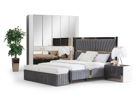 Bettgestell Betten Holz Hotel Bettrahmen Grau MÃ¶bel Bett Doppelbetten Modernes