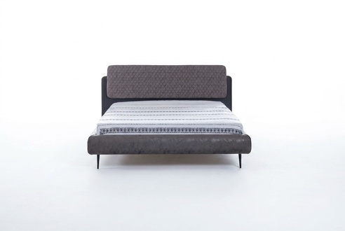 Bettrahmen Doppelbett Betten Bett 180 cm Grau Stoff Modern Schlafplatz