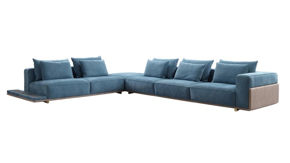 Blau Ecksofa L-Form Couch Wohnzimmer Luxus StoffmÃ¶bel Luxus Design Neu