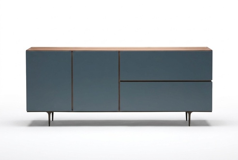 Blaue Holz-Konsole modern, elegante AblageflÃ¤che, robustes Design