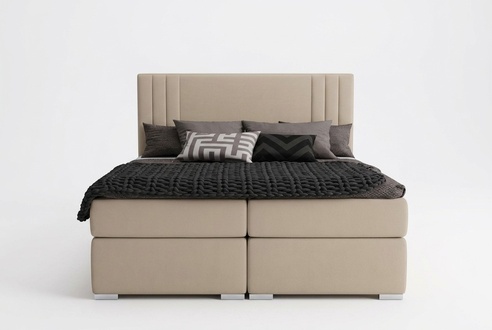 Boxspring Bett Hotel Doppel Beige Textil Luxus Betten Polster Kasten Funktion