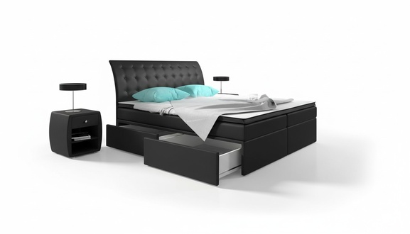 Boxspringbett Betten Bett Polster Kunstleder Designer Hotel Luxus Doppel Design