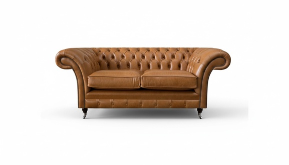 Braun Chesterfield Zweisitzer Sofa Couch Wohnzimmer LuxuriÃ¶se MÃ¶bel