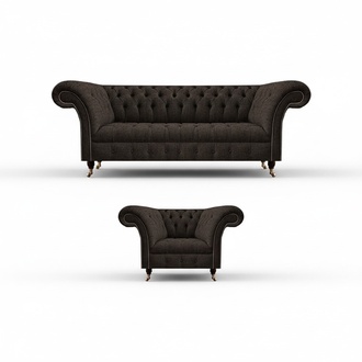 Braun Designer PolstermÃ¶bel Sofa Dreisitze Couch Luxus Sessel Komplett 3+1