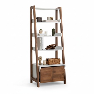 Braun-WeiÃer BÃ¼cherregal Robuste Wohnzimmer Holz Regale Ablagen MÃ¶bel