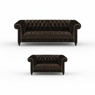 Braune Chesterfield SitzmÃ¶bel Wohnzimmer 2-Sitzer Luxus Dreisitzer 2tlg