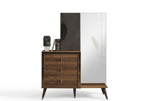 Braune Schlafzimmer MÃ¶bel Kommode mit Spiegel Luxus Holz Set 3-tÃ¼rig
