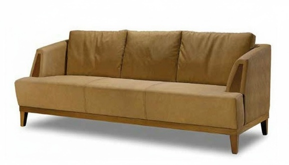 Brauner Dreisitzer Polster Textilcouch 3-Sitzer Edle Wohnzimmer MÃ¶bel