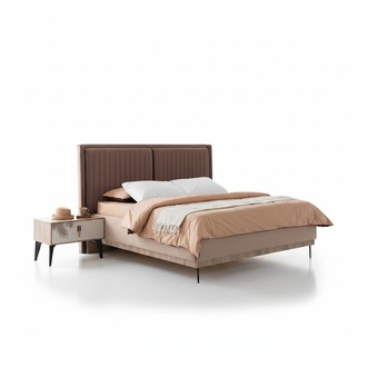 Braunes Doppelbett Designer Schlafzimmer MÃ¶bel Polster Luxus Betten