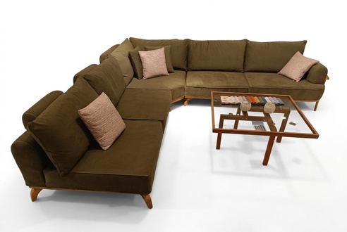 Braunes Ecksofa LuxuriÃ¶se Wohnzimmer L-Form Couch Designer Polster MÃ¶bel