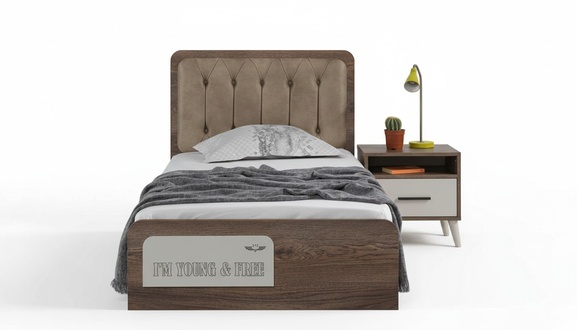 Braunes Kinderzimmer Einzellbett Designer Holz Nachttisch 2tlg Luxus Set