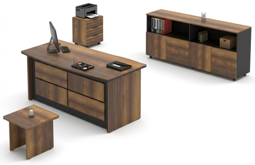 BÃ¼ro Arbeitszimmer Schreibtisch Kommode Sideboard Couchtisch Braun Holz