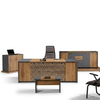 BÃ¼ro ArbeitszimmermÃ¶bel KomplettbÃ¼ro Schreibtisch 4tlg Holz Braun Set