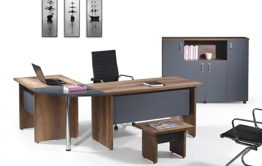 BÃ¼ro ComputermÃ¶bel Arbeitstisch BÃ¼romÃ¶bel Tisch 3tlg Holz Set Grau