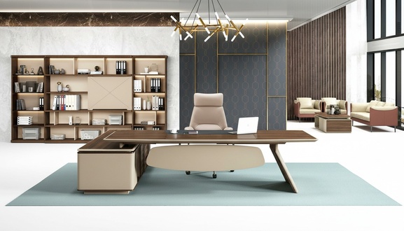 BÃ¼roeinrichtung 2tlg. Set Schreibtisch Tische Regal Chef Tisch + Aktenschrank