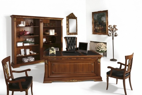 BÃ¼roeinrichtung Arbeitszimmer Chef 2tlg. Set Schreibtisch + Aktenschrank Tisch Massivholz