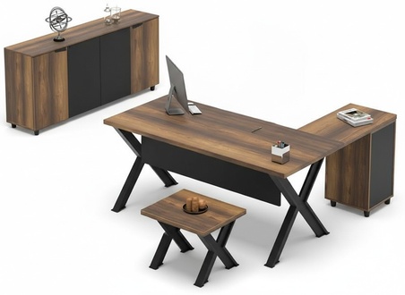 BÃ¼roeinrichtung Arbeitszimmer Tisch Sideboard Couchtisch Braun Schwarz