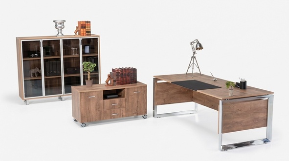 BÃ¼romÃ¶bel Set braun Schreibtisch Kommode Aktenschrank 3tlg. Set MÃ¶bel