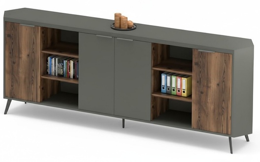 BÃ¼roschrank Aktenschrank Sideboard Schrank Holz Grau Braun Freistehend