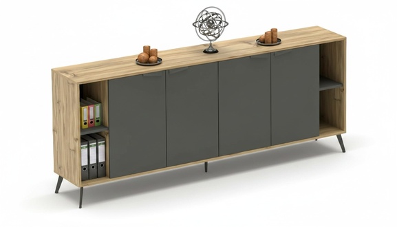 BÃ¼roschrank Kommode Aktenschrank Sideboard Arbeitszimmer Beige Grau